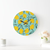 Grande Horloge Ronde Citron Art Mode Abstrait sans couture (Maison)
