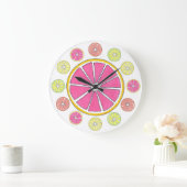Grande Horloge Ronde Citron citron vert pamplemousse d'agrumes d'orange (Maison)