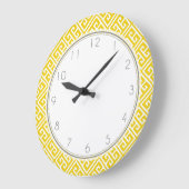 Grande Horloge Ronde Citron jaune Motif grec (Angle)