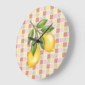 Grande Horloge Ronde Citron Patchwork (Angle)