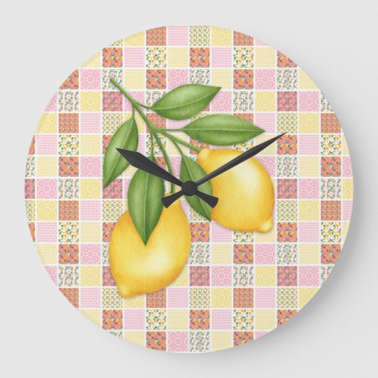 Grande Horloge Ronde Citron Patchwork (Recto)