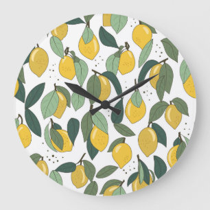 Grande Horloge Ronde Citron Tropical : Vintage clair sans joint