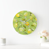 Grande Horloge Ronde citrons aquarelle 23 (Maison)