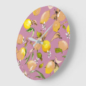 Grande Horloge Ronde citrons aquarelle 24 (Angle)