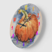Grande Horloge Ronde Citrouille aquarelle (Angle)