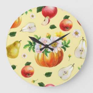 Grande Horloge Ronde Citrouille, chrysanthemum : illustration de fruits