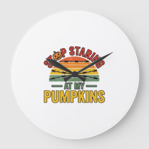 Grande Horloge Ronde Citrouille d'Halloween Arrête de regarder Drôle Vi