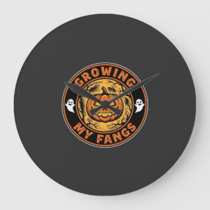 Grande Horloge Ronde Citrouille d'Halloween de fantôme de dessin de cro