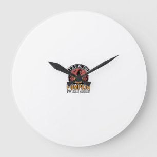 Grande Horloge Ronde Citrouille Drôle Halloween Vintage Design de T-Shi