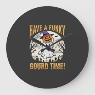 Grande Horloge Ronde Citrouille fantôme de la période funky Halloween