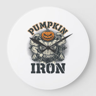Grande Horloge Ronde Citrouille Fer Vintage Bodybuilding Design Hallowe