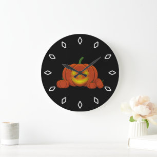 Grande Horloge Ronde Citrouille Jack-o-lanterne