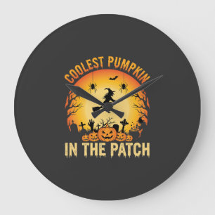 Grande Horloge Ronde Citrouille la plus cool d'Halloween dans le patch