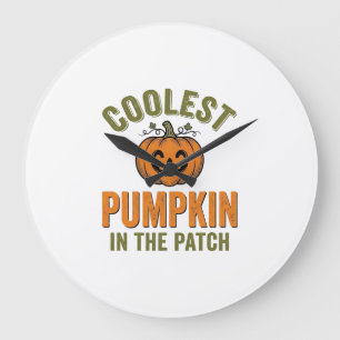 Grande Horloge Ronde Citrouille la plus cool du patch Halloween vintage