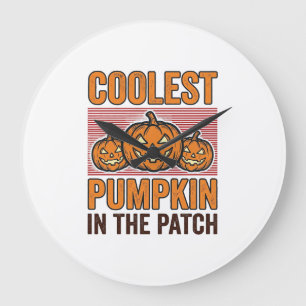 Grande Horloge Ronde Citrouille la plus cool du patch Halloween Vintage
