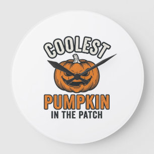 Grande Horloge Ronde Citrouille la plus cool du patch vintage Halloween