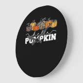 Grande Horloge Ronde Citrouille Leopard Automne Femmes Mignonne Automne (Angle)