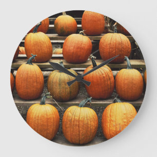 Grande Horloge Ronde Citrouilles d'automne
