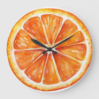 Grande Horloge Ronde Citrus Orange Fruit Slice Round Clock
