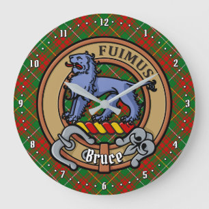 Grande Horloge Ronde Clan Bruce Crest sur la chasse Tartan