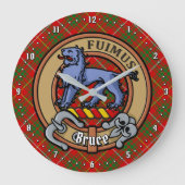 Grande Horloge Ronde Clan Bruce Crest sur Tartan (Recto)