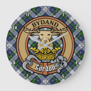 Grande Horloge Ronde Clan Gordon Crest sur le tatan de robe