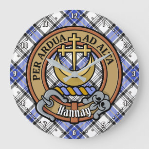 Grande Horloge Ronde Clan Hannay Crest sur Tartan