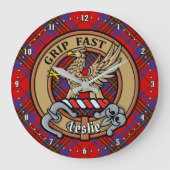 Grande Horloge Ronde Clan Leslie Crest sur Red Tartan (Recto)