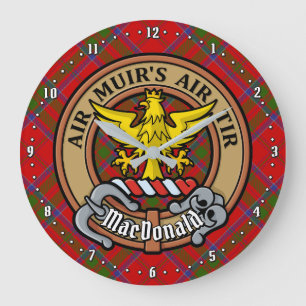 Grande Horloge Ronde Clan MacDonald de Keppoch Crest sur Tartan