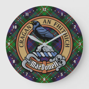 Grande Horloge Ronde Clan MacDonell de Glengarry Crête sur Tartan