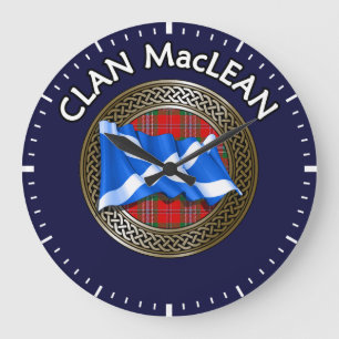 Grande Horloge Ronde Clan MacLean Tartan Knot & Drapeau