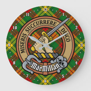 Grande Horloge Ronde Clan MacMillan Crest sur Tartan