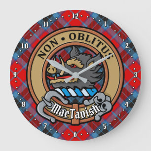 Grande Horloge Ronde Clan MacTavish Crest sur Tartan