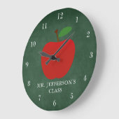 Grande Horloge Ronde Classe de Green Chalkboard (Angle)