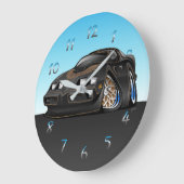 Grande Horloge Ronde Classic American Black Muscle Car Cartoon (Angle)