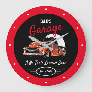 Grande Horloge Ronde Classic Chevy Truck Garage Dad's Any Name Red 
