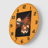 Grande Horloge Ronde Classic Halloween Jack-O-Lantern Creepy House (Angle)
