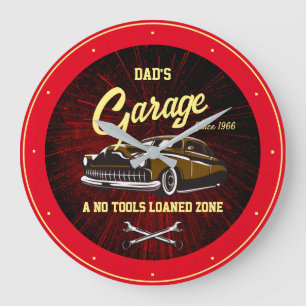 Grande Horloge Ronde Classic Low Rider Garage Nom Slogan Black Red