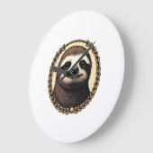 Grande Horloge Ronde Classic Sloth Engraving Nature Shirt (1) (Angle)