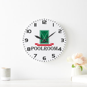 Grande Horloge Ronde Classique de billard américain 8 Ball