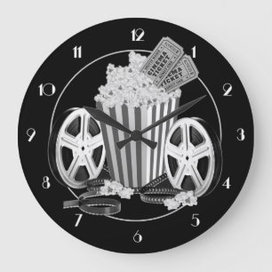 Grande Horloge Ronde Classiques de cinéma noir et blanc ronde