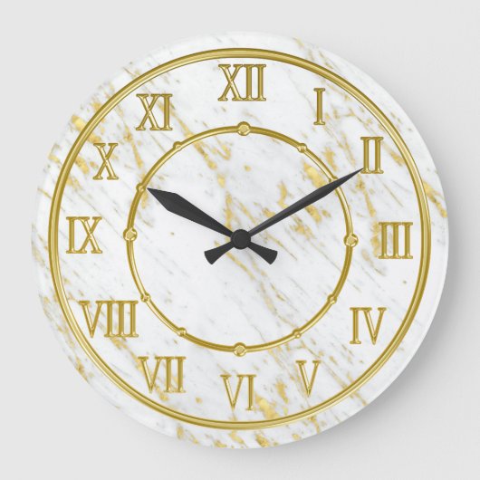 Grande Horloge Ronde Classy Marble Stone et Gold Look (Recto)