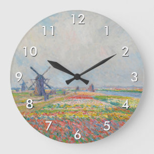 Grande Horloge Ronde Claude Monet - Champs de tulipes près de La Haye