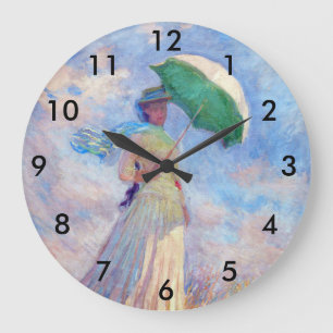 Grande Horloge Ronde Claude Monet - Femme à l'ombrelle tournée vers la