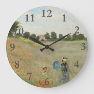 Grande Horloge Ronde Claude Monet Le Champ de coquelicots près d'Argent