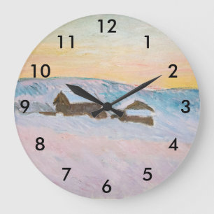 Grande Horloge Ronde Claude Monet - Paysage norvégien, Maisons bleues