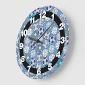 Grande Horloge Ronde Clock bleu de Soccer Balls (Angle)