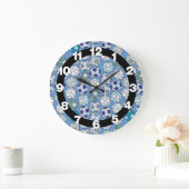 Grande Horloge Ronde Clock bleu de Soccer Balls (Maison)