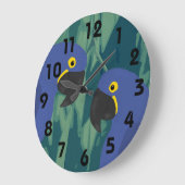 Grande Horloge Ronde Clock bleu parrot (Angle)