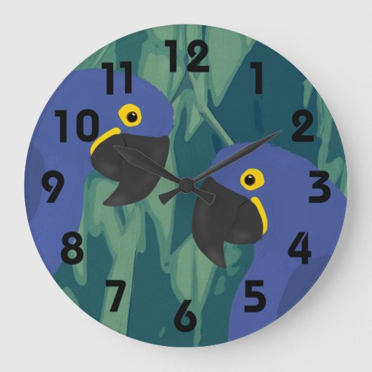 Grande Horloge Ronde Clock bleu parrot (Recto)